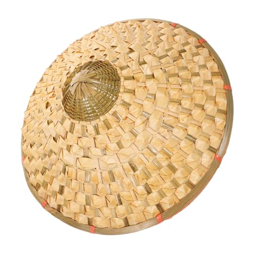 ROMISBABA Bambus Hut Chinesischer Stil Leichter Atmungsaktiver Geflochtener Reishut für Erwachsene Dekorativer Robuster Bühnenhut für Party Cosplay und Tanz von ROMISBABA