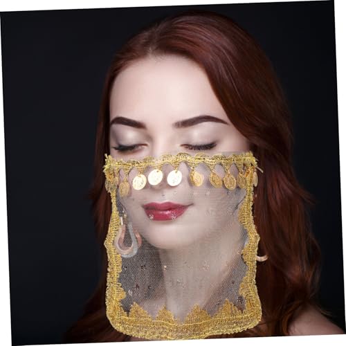 ROMISBABA Bauchtanz Gesichtsschleier mit Pailletten Damen Halbgesichts-schleier für Cosplay Maskenball Party Kostüm Zubehör Tiefviolett von ROMISBABA