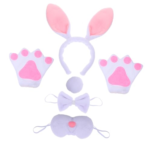 ROMISBABA Bunny Kostüm Set mit Hasenohren Haarreif Niedliche Fliege Süßer Nasenclip Weißer und Handschuhe Bequemes Cosplay Zubehör für Karneval Halloween Geburtstagsfeiern ROMISBABA Bunny Kostüm Set mit Hasenohren Haarreif Niedliche Fliege Süßer Nasenclip Weißer und Handschuhe Bequemes Cosplay Zubehör für Karneval Halloween Geburtstagsfeiern von ROMISBABA