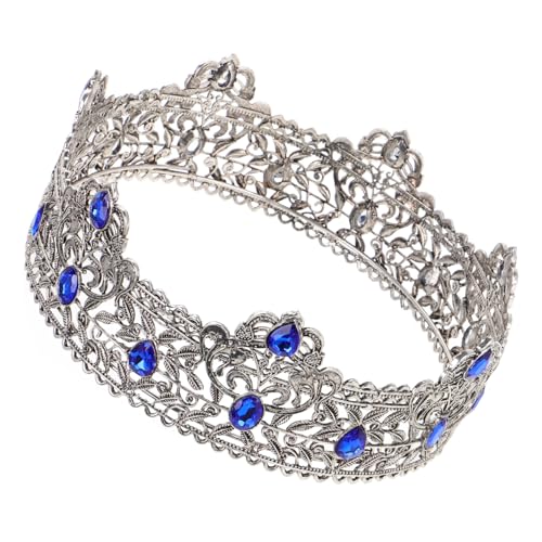 ROMISBABA Europäische Herrenkrone mit Blauen Strasssteinen Mittelalterliches Königskostüm für Halloween Hochzeit und Theater Vielseitiges Party Haaraccessoire Vintage Tiara für Festliche ROMISBABA Europäische Herrenkrone mit Blauen Strasssteinen Mittelalterliches Königskostüm für Halloween Hochzeit und Theater Vielseitiges Party Haaraccessoire Vintage Tiara für Festliche von ROMISBABA