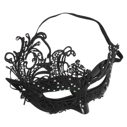 ROMISBABA Halbgesichts-masquerade-maske aus Spitze für Damen Elastischer Komfort Vintage Stil für Halloween Kostümball Karneval und Cosplay-party Schwarzes Design von ROMISBABA