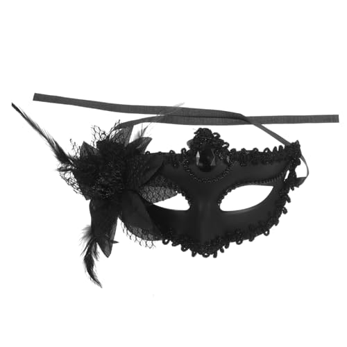 ROMISBABA Halbgesichts-spitzenmaske Schwarz mit Schmuck Damen Masquerade Kostüm Party Zubehör Cosplay Elegante Halloween Karneval Verkleidung für Erwachsene ROMISBABA Halbgesichts-spitzenmaske Schwarz mit Schmuck Damen Masquerade Kostüm Party Zubehör Cosplay Elegante Halloween Karneval Verkleidung für Erwachsene von ROMISBABA