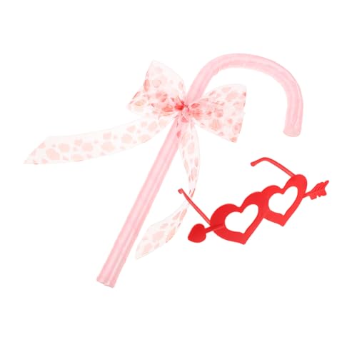 ROMISBABA Halloween Bowknot Candy Cane mit Herzförmigen Brillen und Spitze Party Tanz-accessoires für Halloween und Valentinstag Cosplay Requisiten für Rollenspiele Einteiliges Einheitsgröße von ROMISBABA