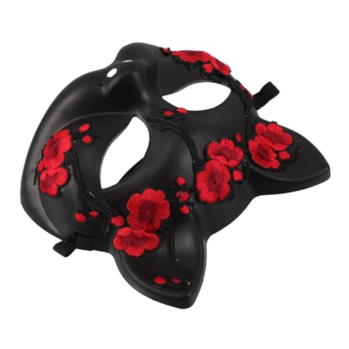 ROMISBABA Halloween Fox Maske für Erwachsene Halbes Gesicht Japanisches Fuchsdesign Leichtes Kunststoffmaterial Wiederverwendbar und für Cosplay Maskerade und Themenpartys von ROMISBABA