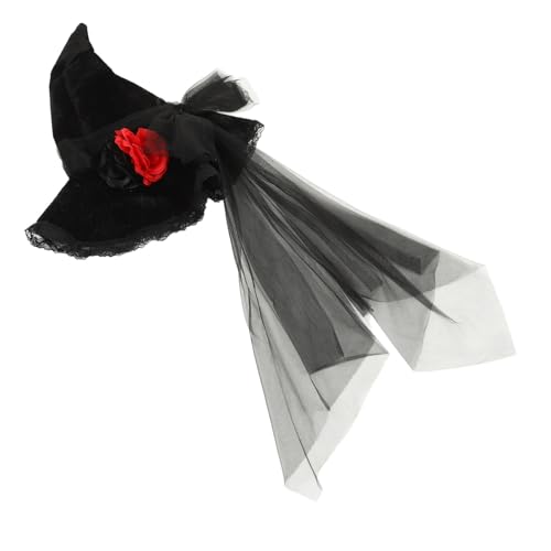 ROMISBABA Halloween Hexenhut aus Leichter Netzgaze mit Breiter Krempe Barocker Blumendekoration Verstellbar für Damen und Jugendliche für Halloween Kostüm Karneval und Mottoparty von ROMISBABA