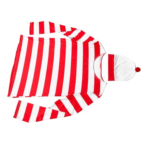 ROMISBABA Halloween Kostüm Langarmshirt Rot Weiß Gestreift Lustiges Performance Outfit Für Erwachsene Männer Frauen von ROMISBABA