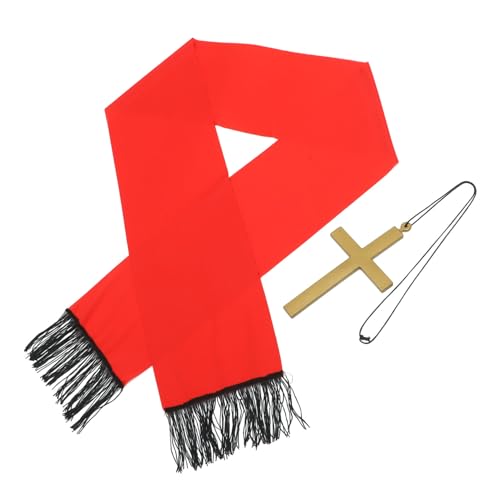ROMISBABA Halloween Kostüm Priester Umhang und Kreuzanhänger Komfortables Cosplay Zubehör für Nonnen Rollenspiel Langlebiges Material für Party und Fotorequisiten von ROMISBABA