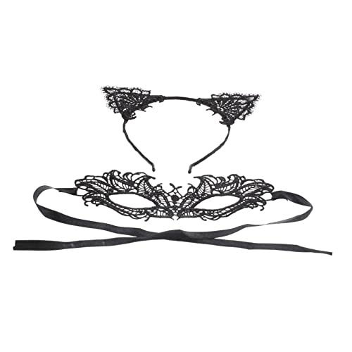ROMISBABA Halloween Schwarzes Spitzen Haarband und Cosplay Augenmaske Teiliges Party Kostüm Zubehör Halbe Gesichtsmasken Dekoration für Karneval Musikfestivals und Cosplay Events von ROMISBABA