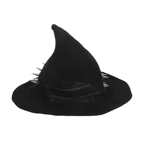 ROMISBABA Halloween Steampunk Hexenhut Handgestrickt Gothic Spitzhut Mit Nieten Für Damen Herren Cosplay Karneval Party Zubehör ROMISBABA Halloween Steampunk Hexenhut Handgestrickt Gothic Spitzhut Mit Nieten Für Damen Herren Cosplay Karneval Party Zubehör von ROMISBABA