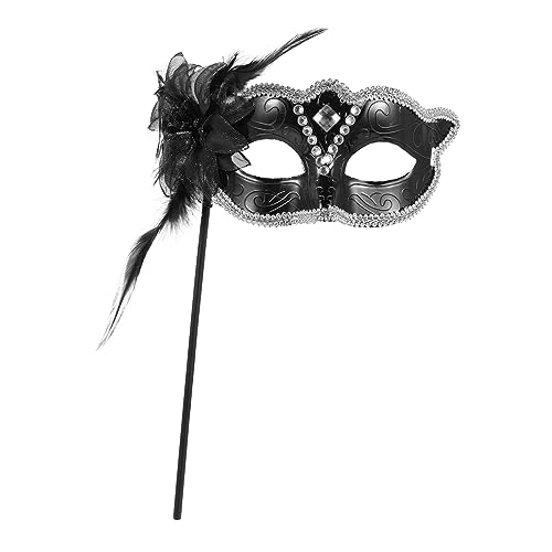 ROMISBABA Handgehaltene Maske Damen Party Maskerade Halloween Tanz Karneval Accessoire Teen Mädchen Cosplay Performance Schwarz von ROMISBABA