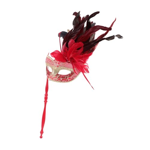 ROMISBABA Handgehaltene Masquerade Maske mit Stab Rote Halbgesichts Halloween Maske für Damen Dekorative Karneval und Cosplay Party Stilvolles Accessoire für Maskenbälle und Fasching ROMISBABA Handgehaltene Masquerade Maske mit Stab Rote Halbgesichts Halloween Maske für Damen Dekorative Karneval und Cosplay Party Stilvolles Accessoire für Maskenbälle und Fasching von ROMISBABA