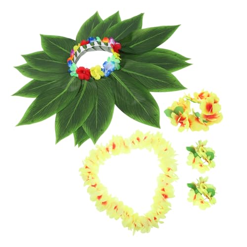 ROMISBABA Hawaiianisches Set mit Verstellbarem Blätterrock und Buntem Blumenkranz für Strandpartys Luau Feiern und Kostüm Events von ROMISBABA
