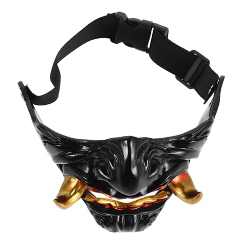 ROMISBABA Japanische Oni Hannya Halbgesichtsmaske Cosplay Kostümaccessoire mit Verstellbaren Riemen für Themenparty und Fotoshooting Modernes Design Unisexgröße von ROMISBABA