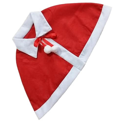 ROMISBABA Klassischer Weihnachtscape mit Bindeband Weicher Plüsch Winddicht Niedlich mit Weißen Bommel für Kostüm Party Karneval und Bühnenauftritte von ROMISBABA