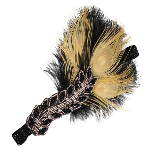 ROMISBABA Kopfbedeckung für Frauen Vintage Plume Haarschmuck mit Strass für Karneval Cosplay und Besondere Anlässe ROMISBABA Kopfbedeckung für Frauen Vintage Plume Haarschmuck mit Strass für Karneval Cosplay und Besondere Anlässe von ROMISBABA