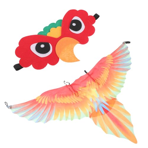 ROMISBABA Kostüm mit Parrot Wings und Vogelmaske Bunter Umhang für Verkleidung Karneval Halloween Party Geburtstagsfeier Wiederverwendbares Vogelflügel Kostüm Zubehör von ROMISBABA