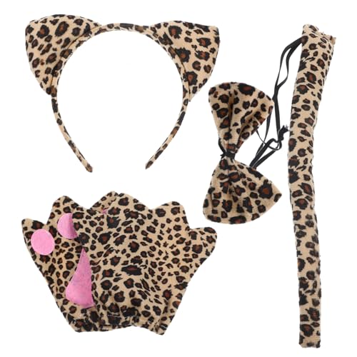 ROMISBABA Leoparden Ohren Haarreif Teilig Animal Headband Kostüm Zubehör für Erwachsene Fasching Karneval Halloween Cosplay Tier Accessoires mit Hochwertiger Verarbeitung und Auffälligem von ROMISBABA
