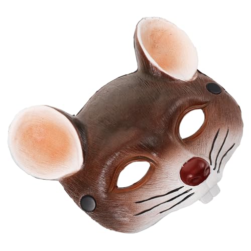 ROMISBABA Mäusegesichtsmaske Karneval Kostüm Party Face Cover für Erwachsene und Leichte PU Schaumstoff Maske in Braun Atmungsaktiv und Langlebig für Halloween und Maskerade von ROMISBABA