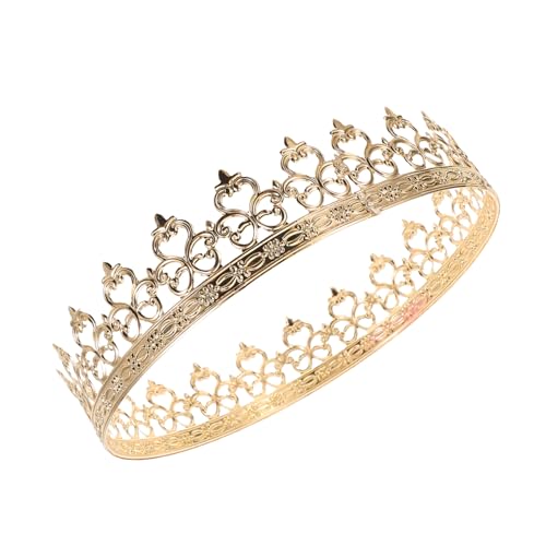 ROMISBABA Metallic Mittelalterliche Herren Krone Vintage Goldfarbene Tiara für Cosplay Karneval Fasching König Kostüm Jungen Haarschmuck für Halloween Theater Aufführungen von ROMISBABA