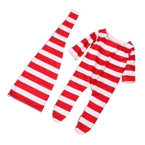 ROMISBABA Newborn Photoshoot Outfit Teiliges Set Gestreifter Strampler mit Füßchen und Mütze Weich Sicher Warm Flexibel für Neugeborenenfotografie und Festliche Erinnerungen von ROMISBABA