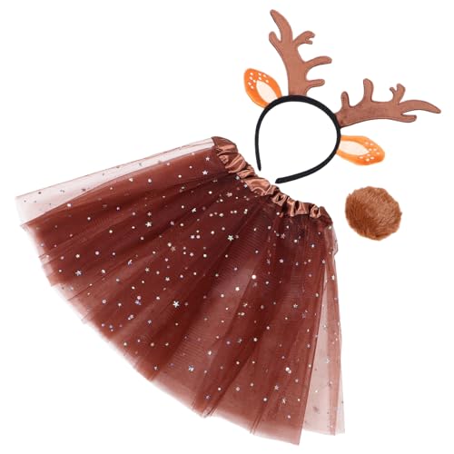 ROMISBABA Niedliches Reh Kostüm für Mädchen mit Tierohren Haarreif Tüllrock und Vielseitig für Karneval Halloween Cosplay und Party Detailreich Verarbeitet und Altersübergreifend Geeignet von ROMISBABA