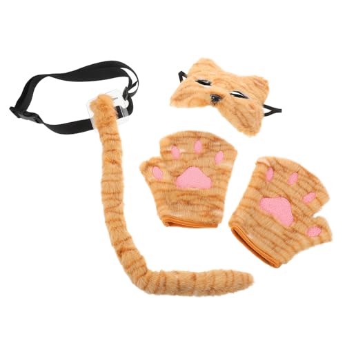 ROMISBABA Realistische Katzenmaske mit Plüschfell und Pfotenhandschuhen Bequemes Polyester Kostümset für Damen für Halloween Karneval und Maskerade Partys von ROMISBABA
