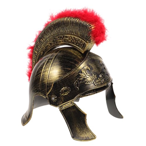 ROMISBABA Römischer Soldatenhelm mit Federbesatz Antiker Gladiatoren Helm für Herren Mittelalterliches Kostümzubehör für Cosplay Halloween Karneval und Bühnenauftritte von ROMISBABA
