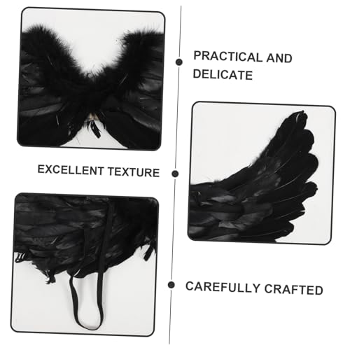 ROMISBABA Schwarze Engelsflügel Cosplay Prop für Halloween Bühne Leichte Elfenflügel für Damen Vielseitige Performance Fairy Wing als Foto Requisite Langlebiges Kostüm Accessoire von ROMISBABA