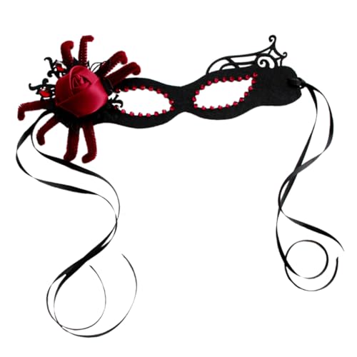 ROMISBABA Spinnenblumen Maske mit Strassbesatz Venezianische Cosplay Maske Stabile Filzmaterialien Modisch für Halloween Maskenball Fasching Kostüm Party Damen und Theaterveranstaltungen von ROMISBABA
