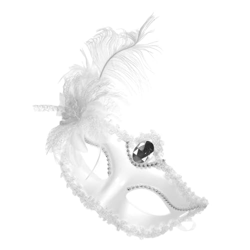 ROMISBABA Spitzen-halbgesichtsmaske Damen Weiß für Karneval Halloween Kostümparty Cosplay Leicht und Elegant als Dress Up Kopfschmuck von ROMISBABA