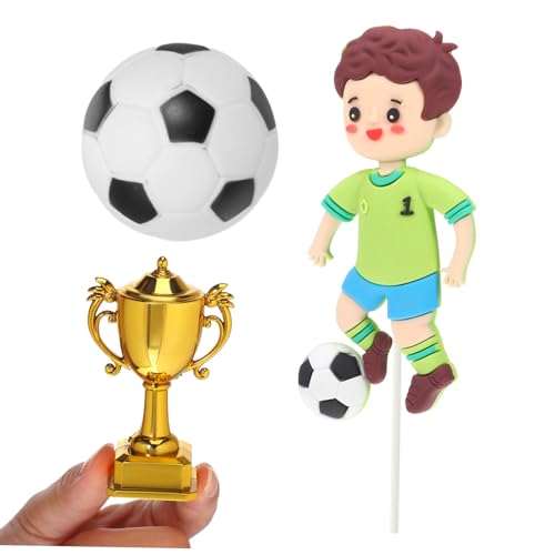 ROMISBABA Teiliges Dekorationsset mit Fußball Fußballspieler und Plastikpokal Geburtstag Party Cake Topper für Feier ROMISBABA Teiliges Dekorationsset mit Fußball Fußballspieler und Plastikpokal Geburtstag Party Cake Topper für Feier von ROMISBABA