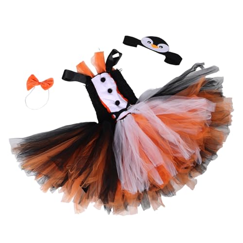 ROMISBABA Teiliges Pinguin Kostüm Atmungsaktives Tutu Kleid mit Kopfband und Fliege Flexibles Halloween Tierkostüm für Mädchen Verkleidung Tier-party Jahre von ROMISBABA