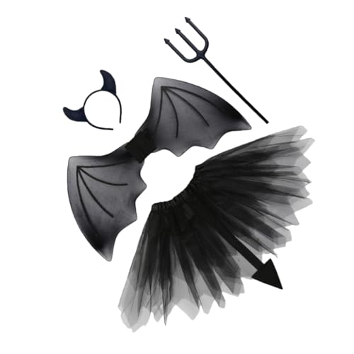 ROMISBABA Teufel Kostüm Teilig mit Flügeln Hörnern und Rock Halloween Cosplay Zubehör für Leichtes Komfortables Party Outfit für Karneval und Rollenspiele ROMISBABA Teufel Kostüm Teilig mit Flügeln Hörnern und Rock Halloween Cosplay Zubehör für Leichtes Komfortables Party Outfit für Karneval und Rollenspiele von ROMISBABA