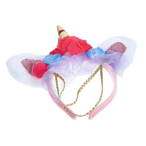 ROMISBABA Unicorn Haarreif mit Blumen Cartoon Haarschmuck für Halloween Karneval Party Bequemes Einhorn Haarband für Damen und Festliches Cosplay Accessoire von ROMISBABA