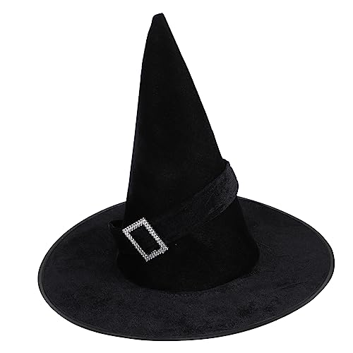 ROMISBABA Velour Hexenhut für Damen Eleganter Kostümzubehör für Halloween Party Karneval mit Verstellbarem Riemen Hochwertigem Velours von ROMISBABA