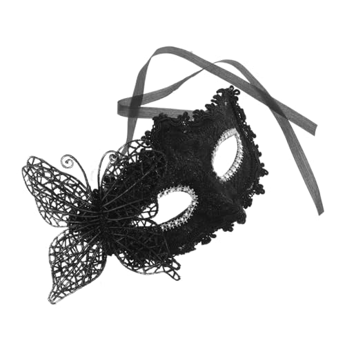 ROMISBABA Venezianische Halbgesichtsmaske mit Schwarzem Schmetterlingsdesign Leichte Karnevalsmaske für Damen Elastisches Band für Halloween Kostüm und Cosplay Partys von ROMISBABA