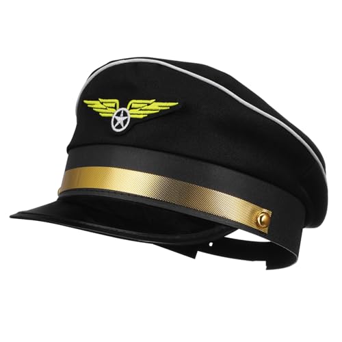 ROMISBABA Verstellbare Pilotenmütze für Erwachsene Komfortabler Schwarzer Kapitänshut Lebensecht Gestaltetes Kostümzubehör für Halloween Mottopartys und Cosplay ROMISBABA Verstellbare Pilotenmütze für Erwachsene Komfortabler Schwarzer Kapitänshut Lebensecht Gestaltetes Kostümzubehör für Halloween Mottopartys und Cosplay von ROMISBABA