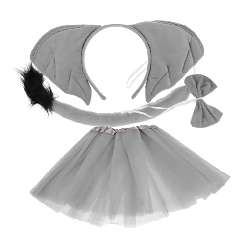 ROMISBABA Verstellbares Elefantenkostüm für Grauem Tüllrock Elastischem Ohren Stirnband Schleife und für Halloween Weihnachten Cosplay und Bühnenauftritte von ROMISBABA