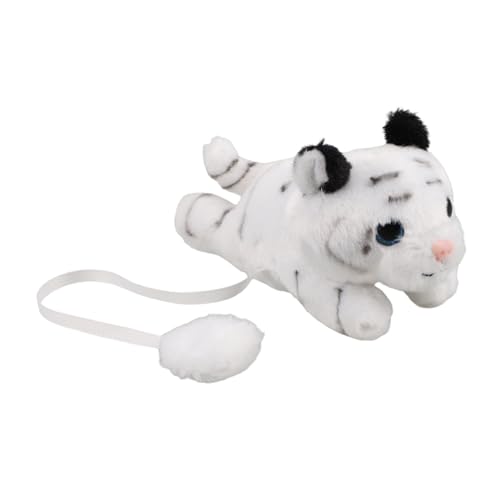 ROMISBABA Weiches Magnetisches Tiger plüschtier als Schulter dekoration Kuscheliges Tier accessoire für Kostümpartys Cosplay und Alltag Weißes Tiger ornament für Erwachsene von ROMISBABA