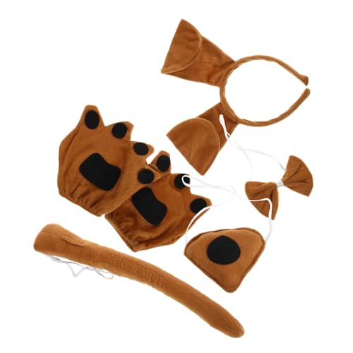 ROMISBABA Welpen Ohren Haarreif Fliege Nase Pfoten Handschuhe Niedliches Tierkostüm für Halloween Kostümpartys und Cosplay von ROMISBABA