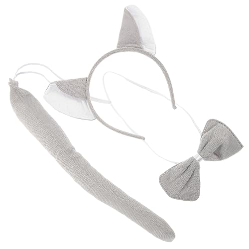 ROMISBABA Wolfskostüm Satz für Tierstirnband mit Wolfsohren Fliege und Cosplay Zubehör für Halloween und Partys von ROMISBABA