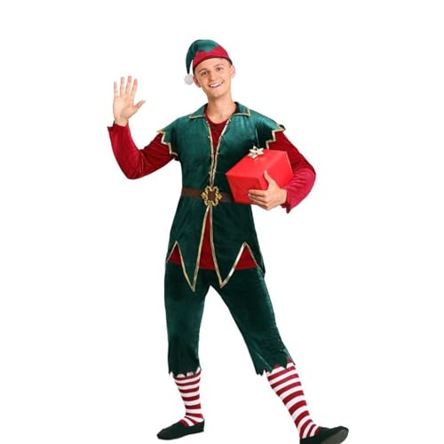 ROMOZ Damen-Ferien-Elfenkostüm in Übergröße, Weihnachtskleidung für Männer und Frauen, Paare(Male,L) von ROMOZ