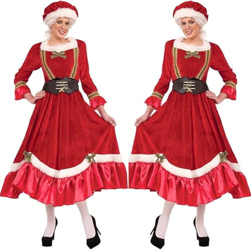 ROMOZ Damen-Frau Weihnachtsmann, langärmlig, Cosplay-Kostüm, Weihnachtskostüm-Outfits, meistverkaufte rote Kleiderstile(Red,L) von ROMOZ