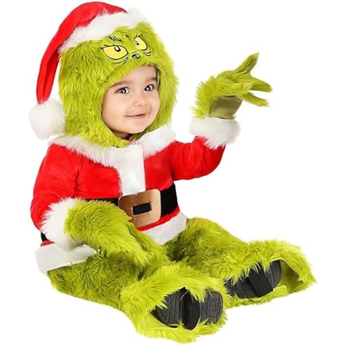 ROMOZ Grinch Weihnachtsmann-Kostüm für Erwachsene, klassischer Hit-Anzug(Child,120) von ROMOZ