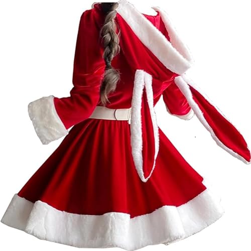 ROMOZ Weihnachten Cosplay Große Größe Kostüm Damen Weihnachten Weihnachtsmann Kostüm Santa Kleidung Maskerade Erwachsene Damen Sexy Anzug(One size) von ROMOZ