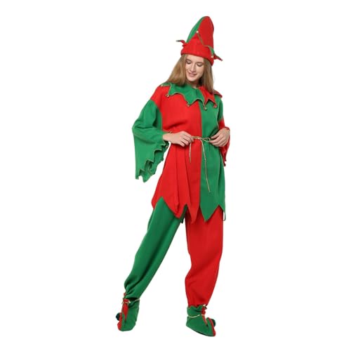 Weihnachtself-Kostüm für Erwachsene, Unisex, komplettes Set. Farblich passend zu Rot und Grün(Green,L) von ROMOZ