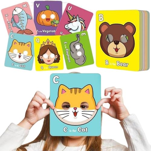 26 Alphabet-ABC-Karten mit Tiermasken, Bunte Alphabet-Maskenkarten, Buchstaben Lernen, englische Sätze, interaktives Lernen für Partys und den Unterricht (26 Pcs) von RONGJUEOZ