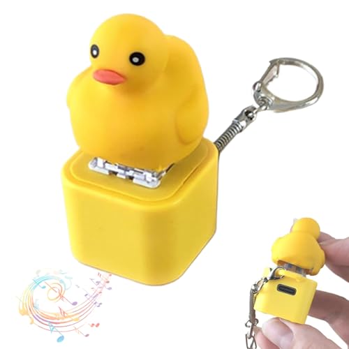 Wiederaufladbarer Schlüsselanhänger mit quakender Ente – Duckeys Zappelspielzeug mit Quakgeräusch, Tastatur-Zappel-Schlüsselanhänger zum Stressabbau, lustiger tragbarer Angstlöser (Duck 1pcs) von RONGJUEOZ