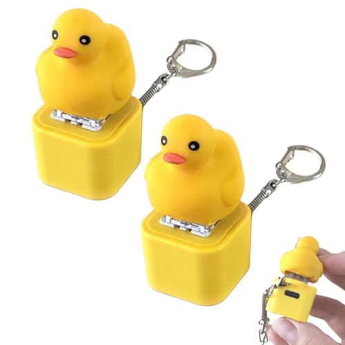 Wiederaufladbarer Schlüsselanhänger mit quakender Ente – Duckeys Zappelspielzeug mit Quakgeräusch, Tastatur-Zappel-Schlüsselanhänger zum Stressabbau, lustiger tragbarer Angstlöser (Duck 2pcs) von RONGJUEOZ