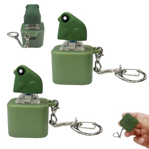 Wiederaufladbarer Schlüsselanhänger mit quakender Ente – Duckeys Zappelspielzeug mit Quakgeräusch, Tastatur-Zappel-Schlüsselanhänger zum Stressabbau, lustiger tragbarer Angstlöser (Frog 2pcs) von RONGJUEOZ
